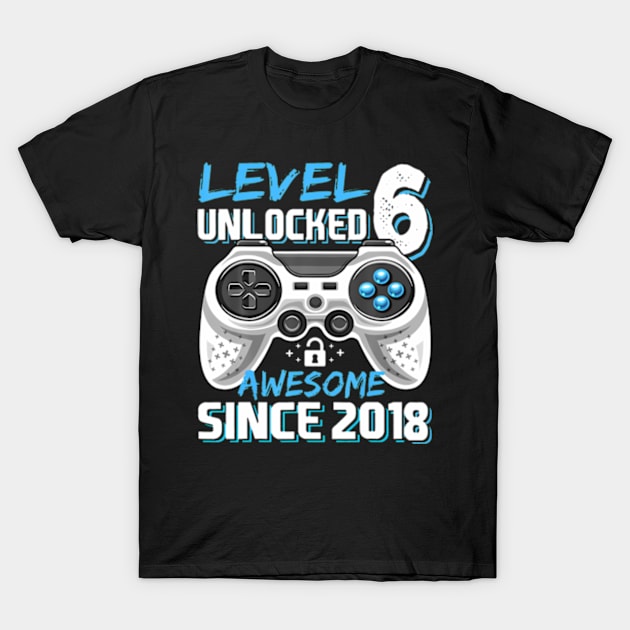 6Th Birthday Gamer 6 Year Old Bday Boy Six Son T-Shirt by Zoe Hill Autism